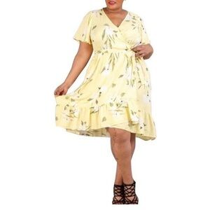 Rachel Roy Faux Wrap Floral Yellow‎ Dress